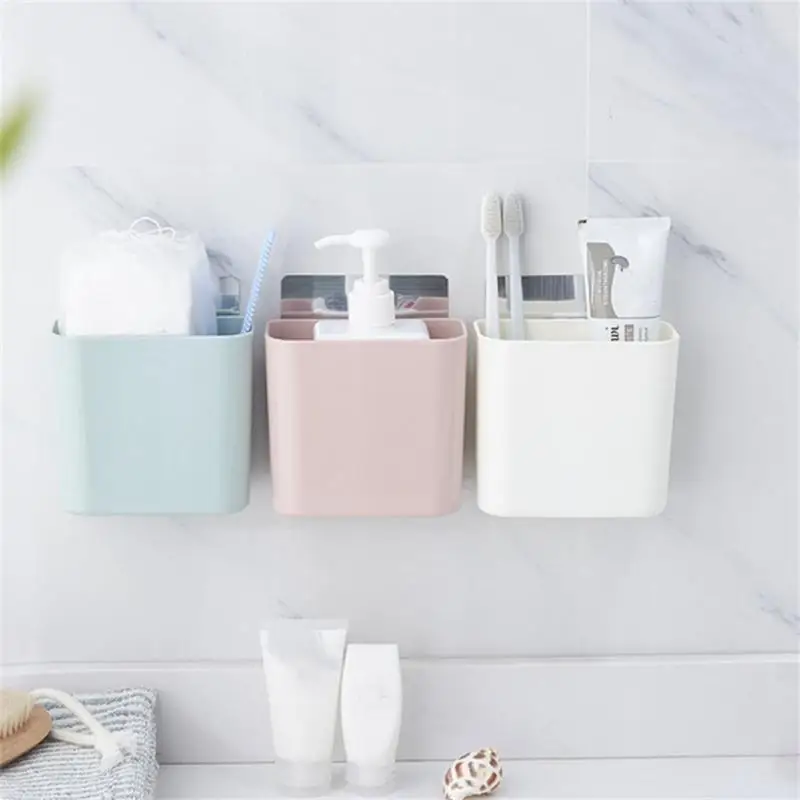 

Bathroom Accessories Toothbrush Holder Reusable Autohesion Comb Holder Portable Drill-free Bathroom Storage Shelf Super Capacity