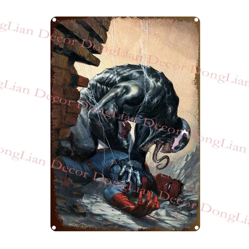 Винтажная жестяная декоративная тарелка мстители в стиле аниме Человек-паук