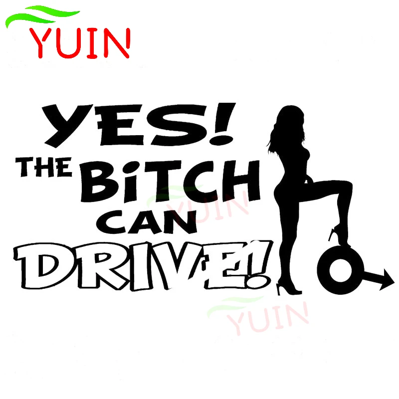 

YUIN Car Sticker Fun Bitch Can Drive Cute Girl-shaped Cars Decals Fashion Auto Accessories PVC Body Decoration Sunscreen Decal