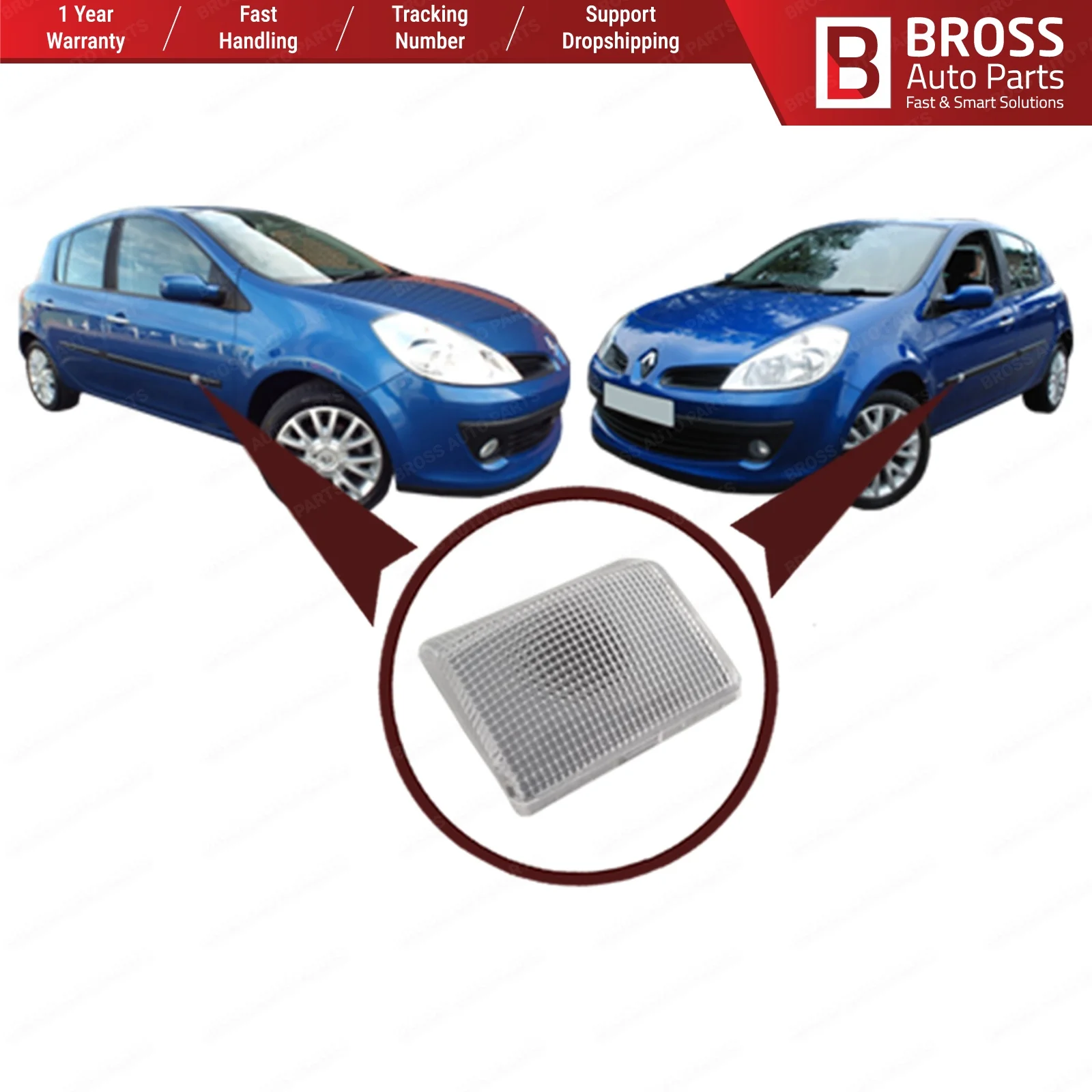 Боковой мигающий индикатор Bross BSP749 белого цвета ретранслятор сигнальной лампы