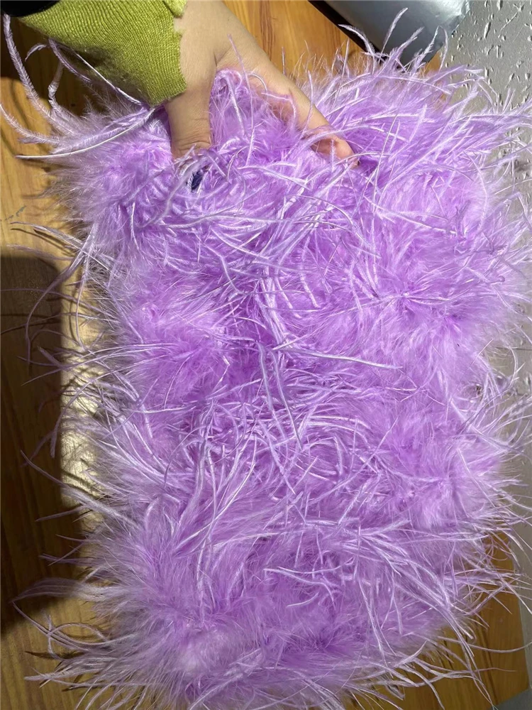 Укороченный топ из страусиных волос для женщин топ-труба с перьями облегающий