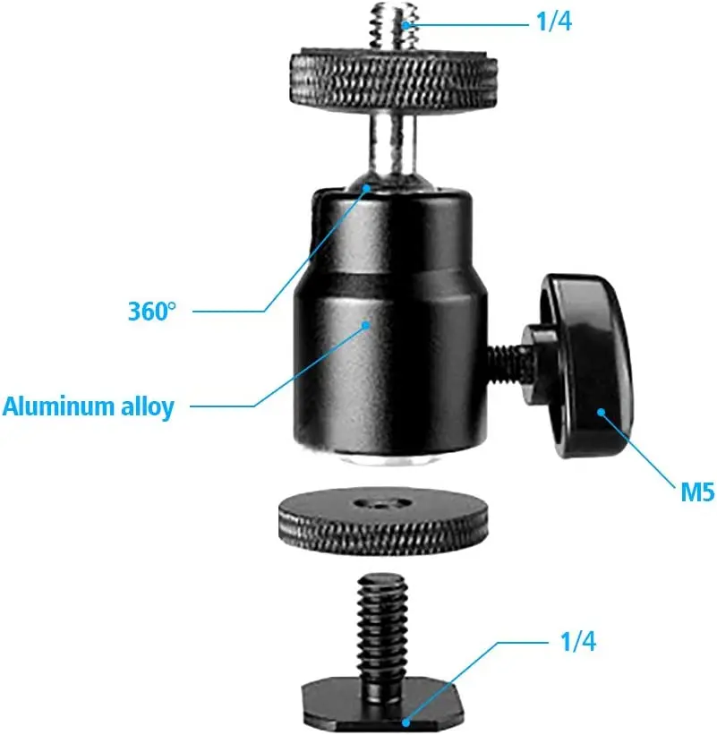 

Metal Camera Super Clamp Ball Head Clamp Magic Arm With 1/4'' Screw Hole for Mount Adapter Flash Light Mic Monitor Camera