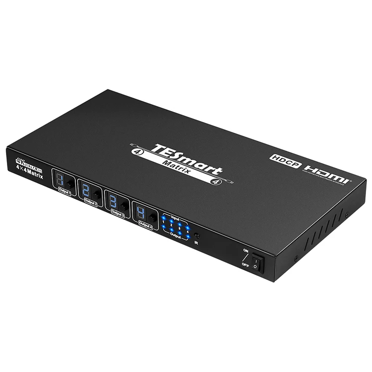 

HDCP Supported Ultra HD 4K Video 4X4 HDMI Matrix Switcher 4 Ports Inputs and 4 Port Outputs with RS232 IR Remote Control