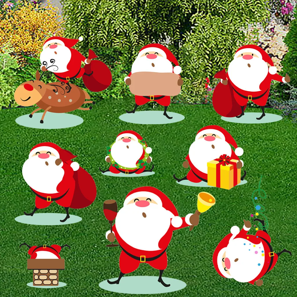 

Outdoor Clock And Thermometer for Party Christmas Santa Supplies Stakes Outdoor Signs Yard 9PCS Valentine's Day for Husband