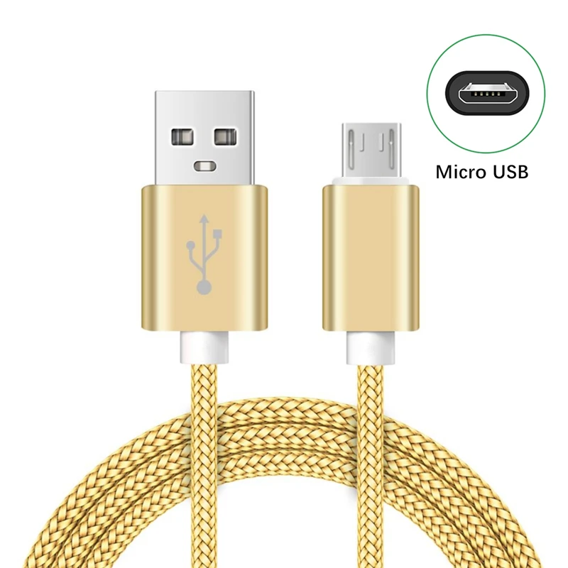 Фото Плетеный зарядный кабель Micro USB для Samsung S6 S7 Redmi 9A 10A 12C Honor 8C 9i OPPO R15 Realme C30 C31 C33, нейлоновые плетеные кабели №1