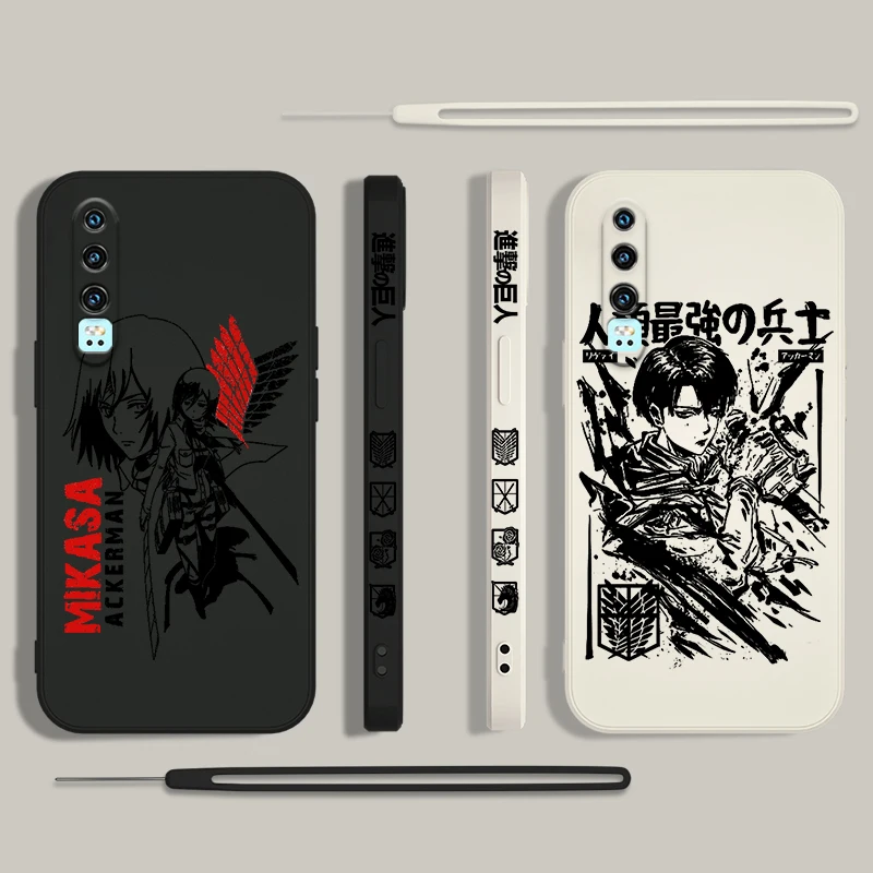 

Hot Anime Attack on Titan Phone Case For Huawei Y9S Y9A Y9 Y6 Nova Y70 9 8 P50 P40 P30 P20 Pro Lite E 5G Liquid Left Rope