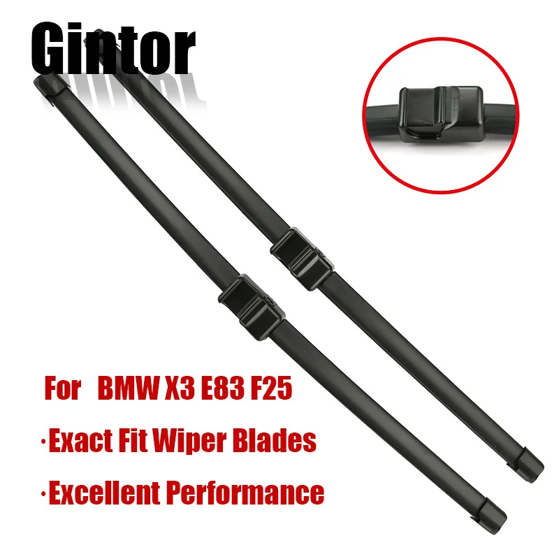 

Gintor Wiper Blades For BMW X3 E83 F25 2003 2004 2005 2006 2007 2008 2009 2010 2011 2012 2013 2014 2015 2016 2017 Car Windscreen