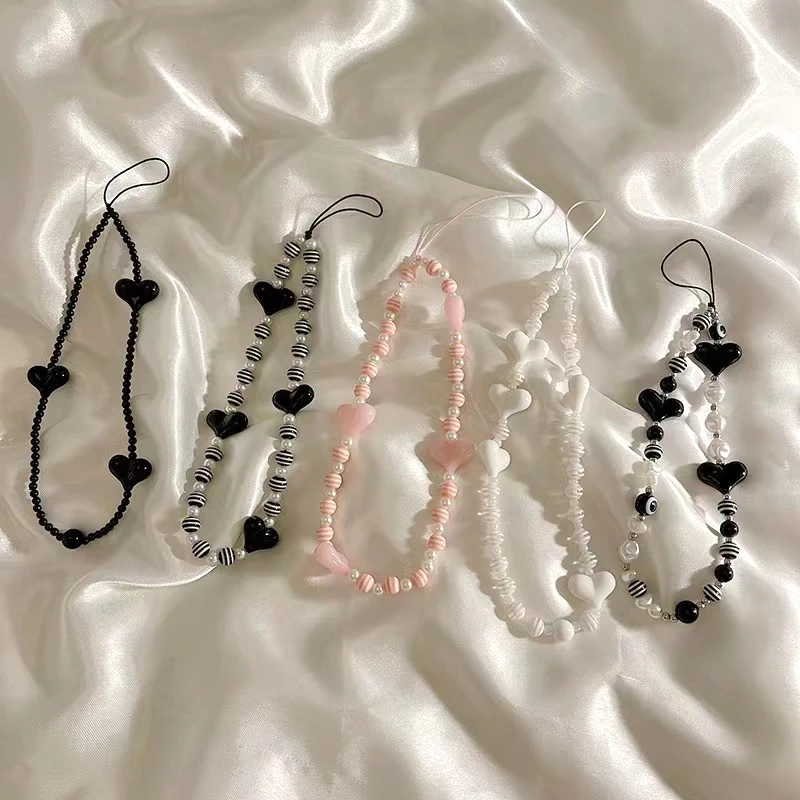 Colorful Candy Hearts Key Chain Ladies Fashion Cute Romantic Vintage Keychain Charm Korea 90s Aesthetic Bag Phone Chain Gift New