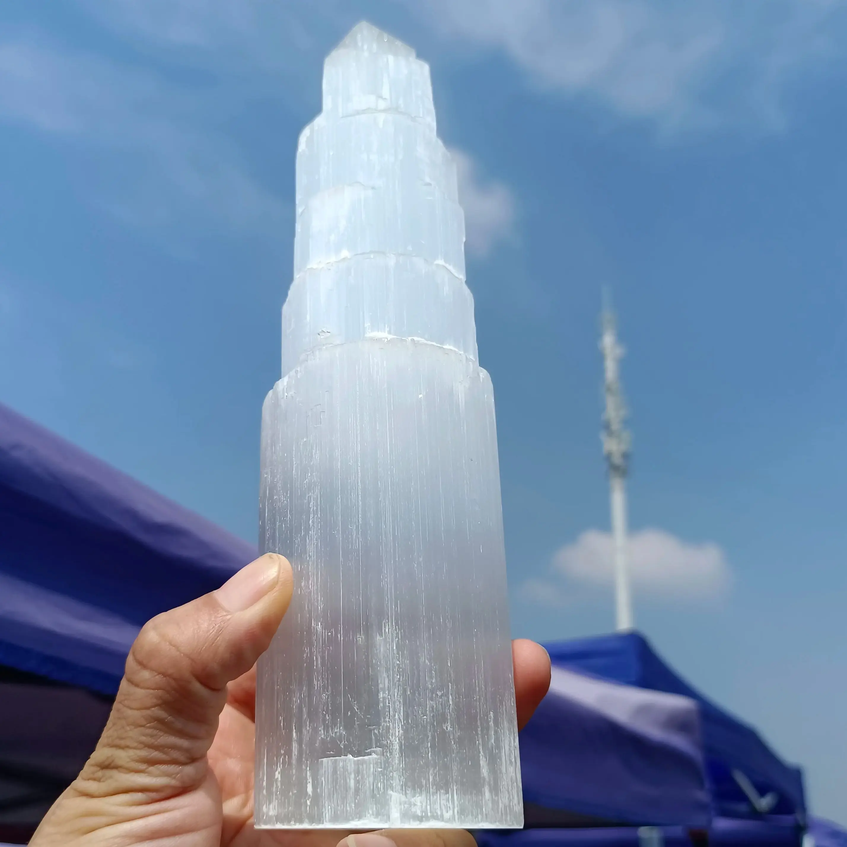 Натуральный стержень селенита хрустальная башня из белого селена и гипса замок