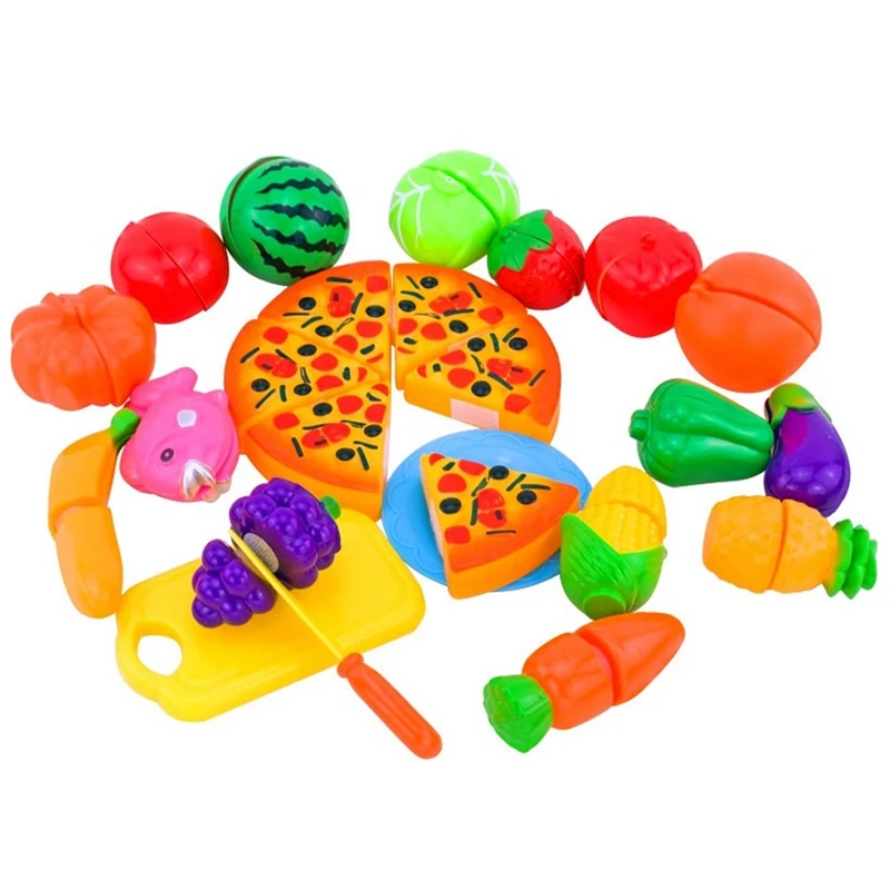 

Детские ролевые игрушки 24 шт., игрушки для игрового домика, набор для резки фруктов и овощей, кухонный игрушечный набор