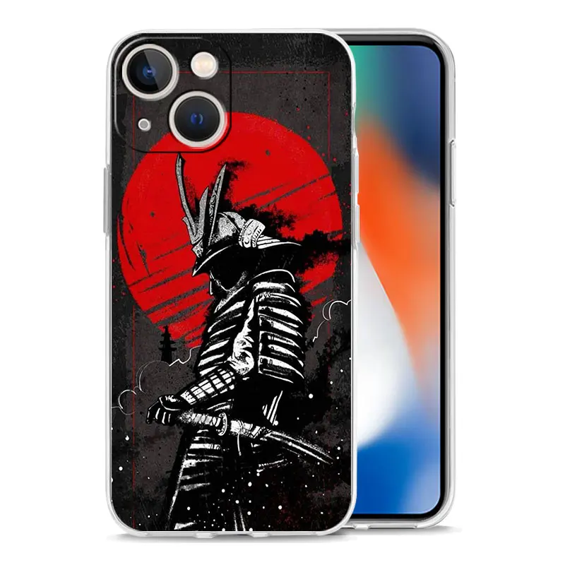 Чехол для iPhone 17 Air, чехлы для iPhone 16, 15, 12, 13, 14 Pro Max, SE, 7, 8 Plus, iPhone 11, прозрачный чехол с японским самураем Бушидо (art.: 3920d98b68c92) - 3920d98b68c92