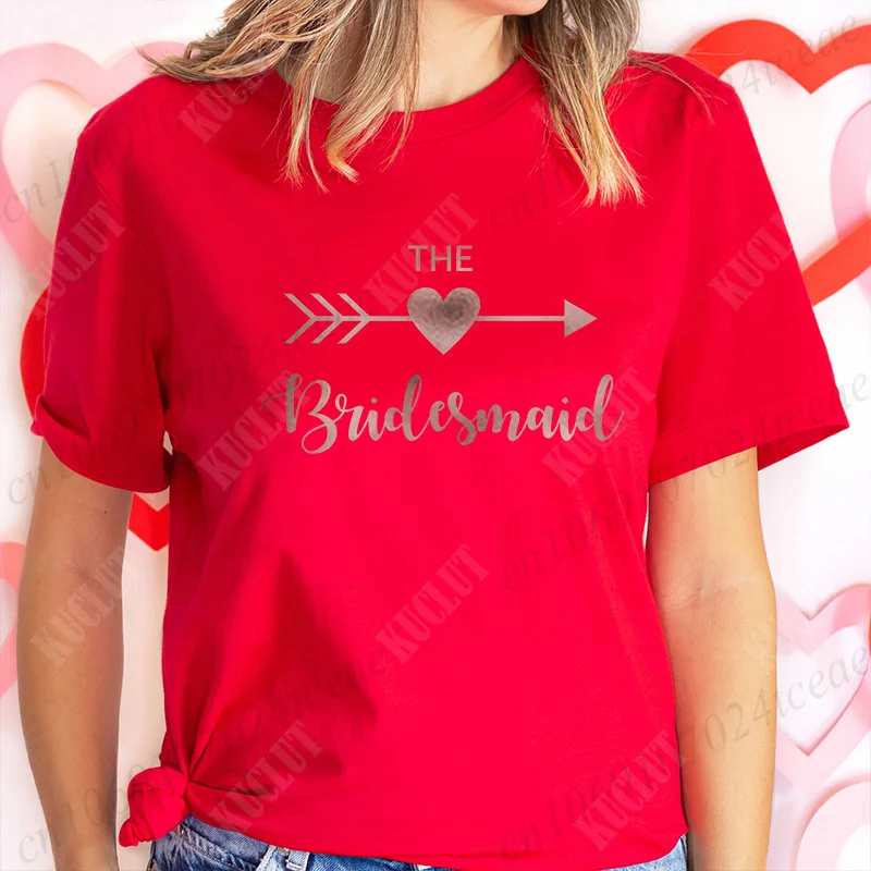 Bridesmaid Team Bride Tribe T-shirt Golden Font Print Short Sleeve Tees Bridal Shower Wedding Tops Bachelorette Party Evjf Shirt