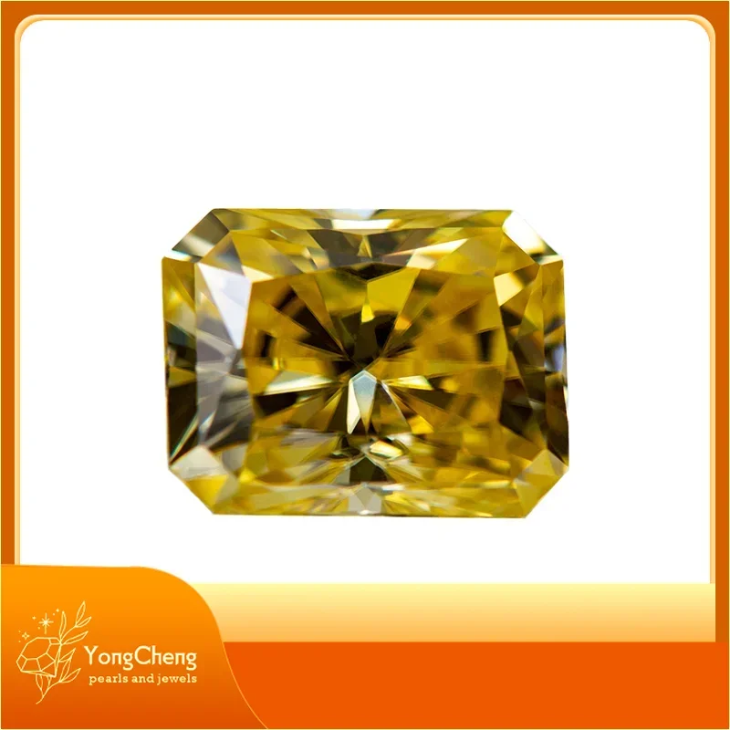 Муассанит драгоценный камень лимонно-желтый цвет сияющая огранка выращенный в