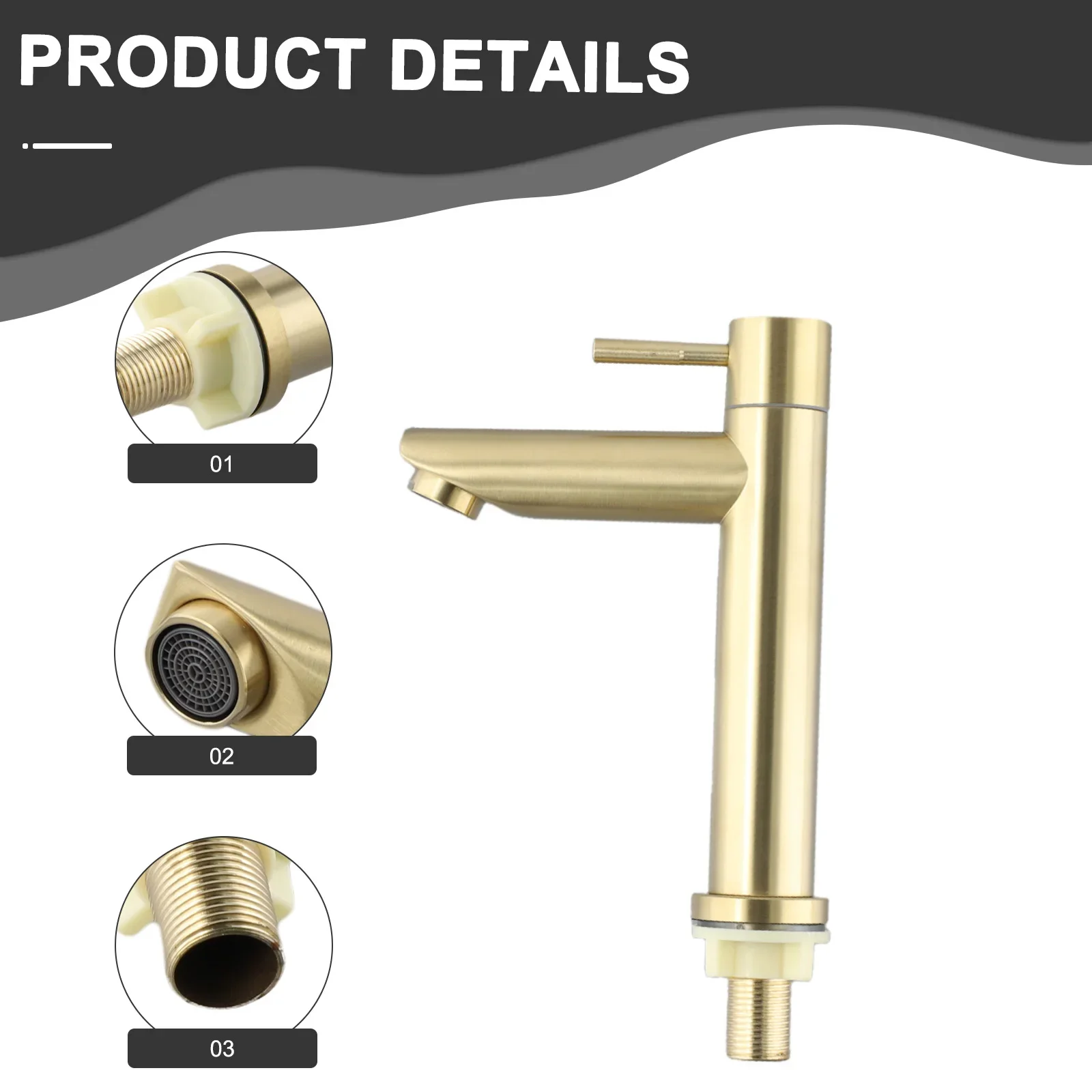 Винтажный матовый золотой смеситель для раковины из нержавеющей стали SUS304