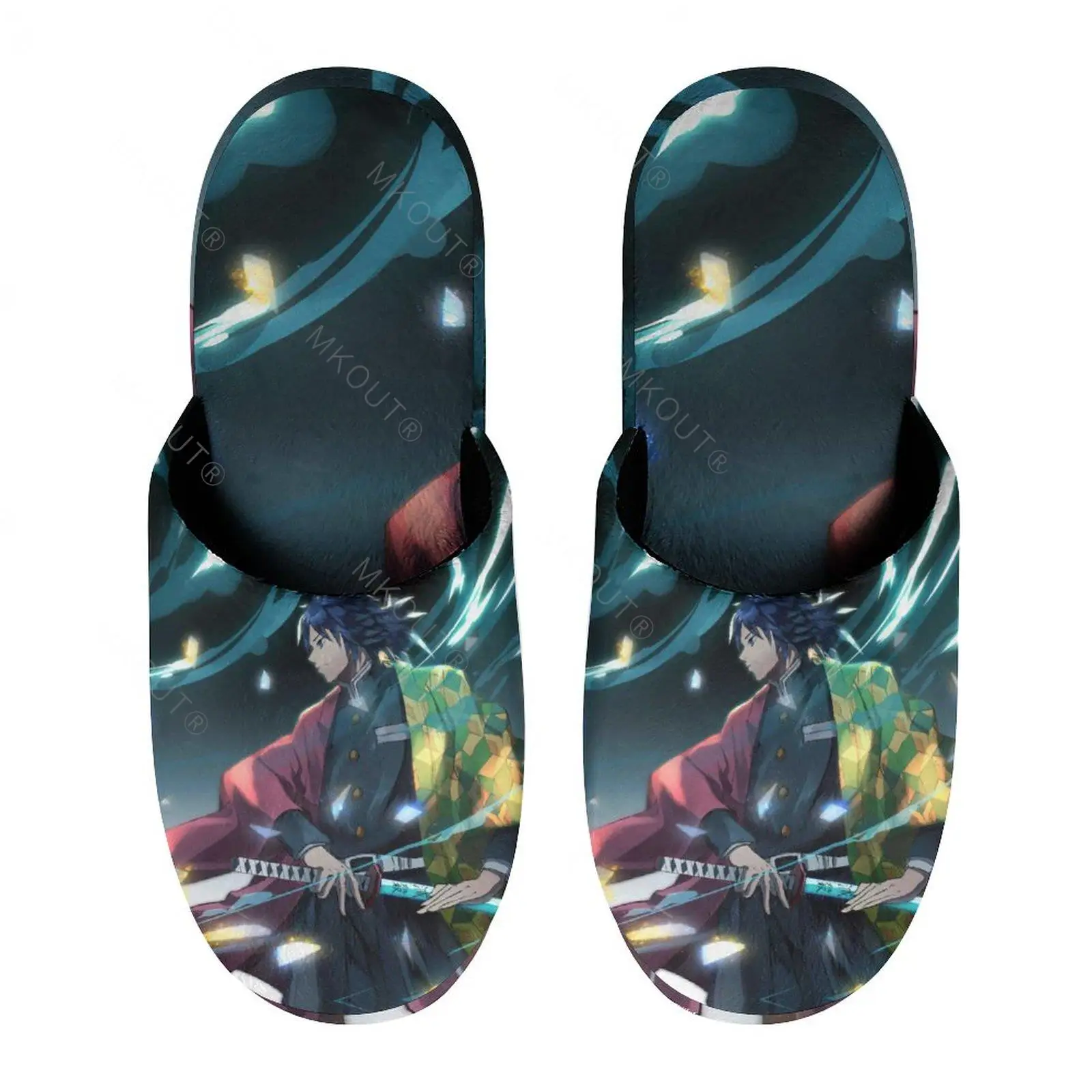 

Tomioka Giyuu (5) теплые хлопковые тапочки для мужчин и женщин, толстые мягкие Нескользящие пушистые туфли, домашние тапочки, мюли