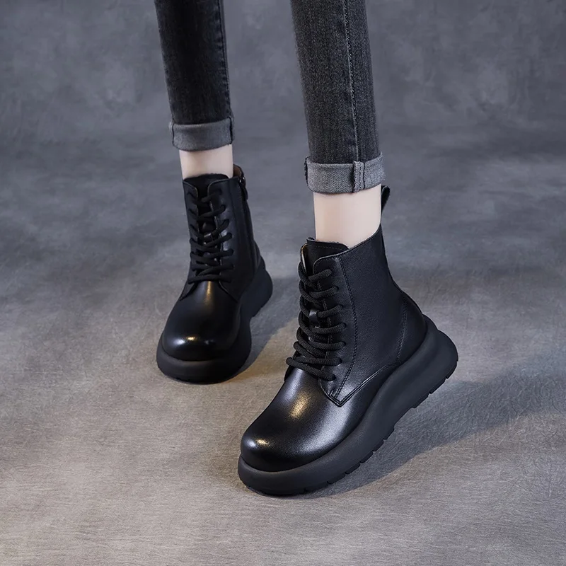 DRKANOL качественные женские ботинки из натуральной кожи 2024 ботильоны на платформе