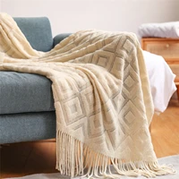 luxury blanket decoration home decor thermal decorative throw chunky knitted winter throw plaids chenille blanket for sofa bed