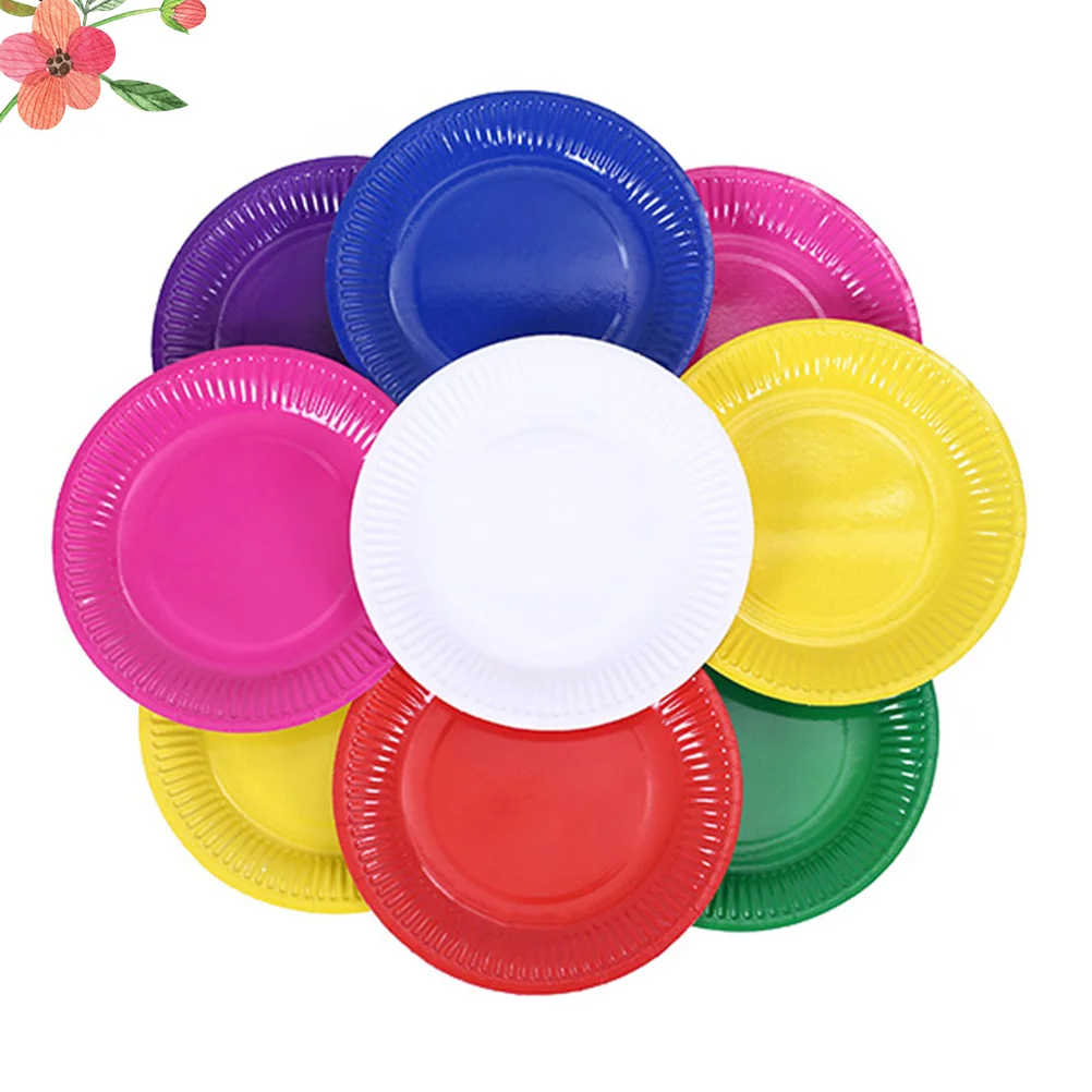 

48PCS Colorful Disposable Universal Paper Plate for Kindergarten Handcraft DIY
