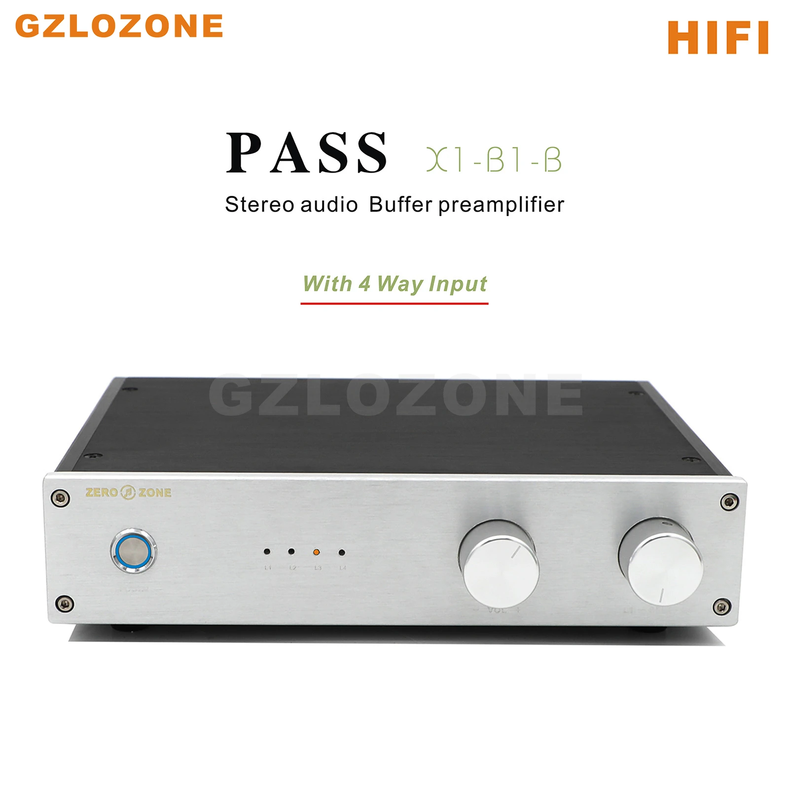 

ZEROZONE HIFI PASS X1-B1-B Buffer Preamplifier Stereo Audio Preamp With 4 Way Input