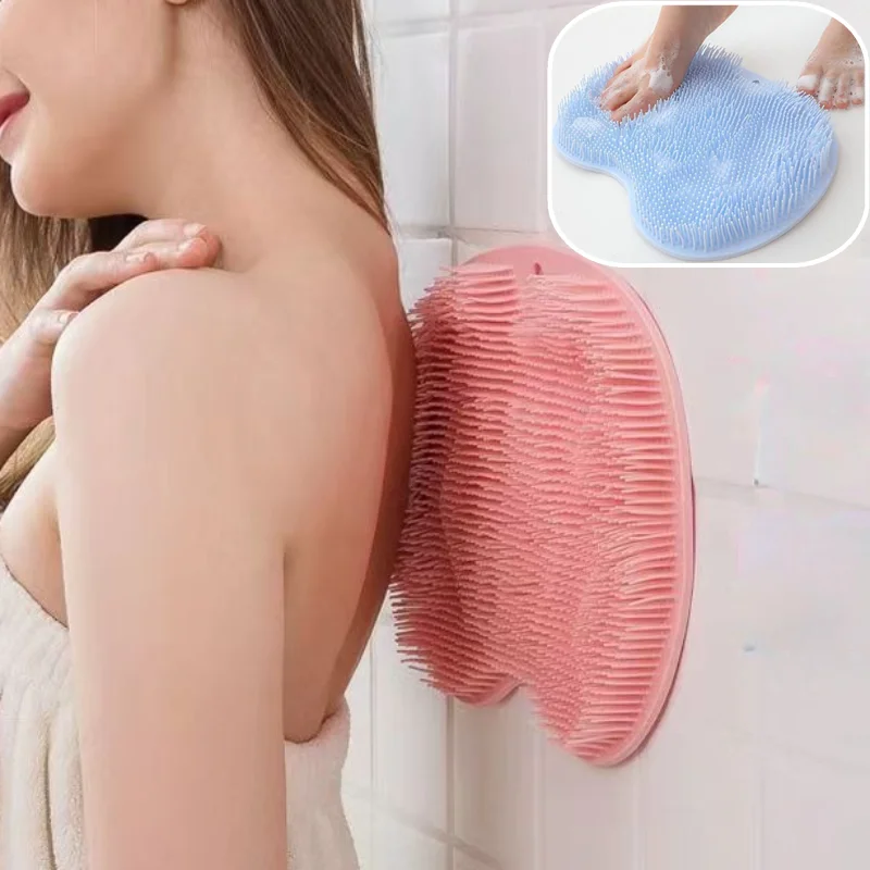 

2023NEW Exfoliating Shower Massage Scraper Bathroom Non-slip Bath Mat Back Brush Silicone Foot Wash Body Cleaning Bathing Tool