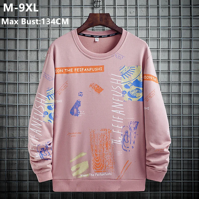 

Популярные мужские топы для мальчиков с длинным рукавом, свитер в стиле хип-хоп большого размера d, размеры 6XL, 7XL, 8XL, свитер стандартного разм...