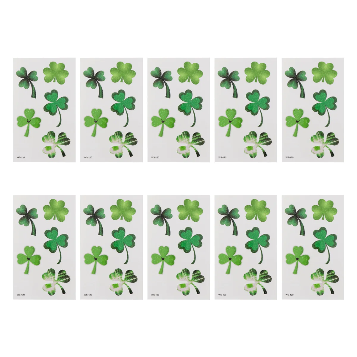 

10 Sheets St Patrick's Day Stickers Glitter Clover Four-leaf Clover Temporary Body Art Environmentally Friendly Stickers