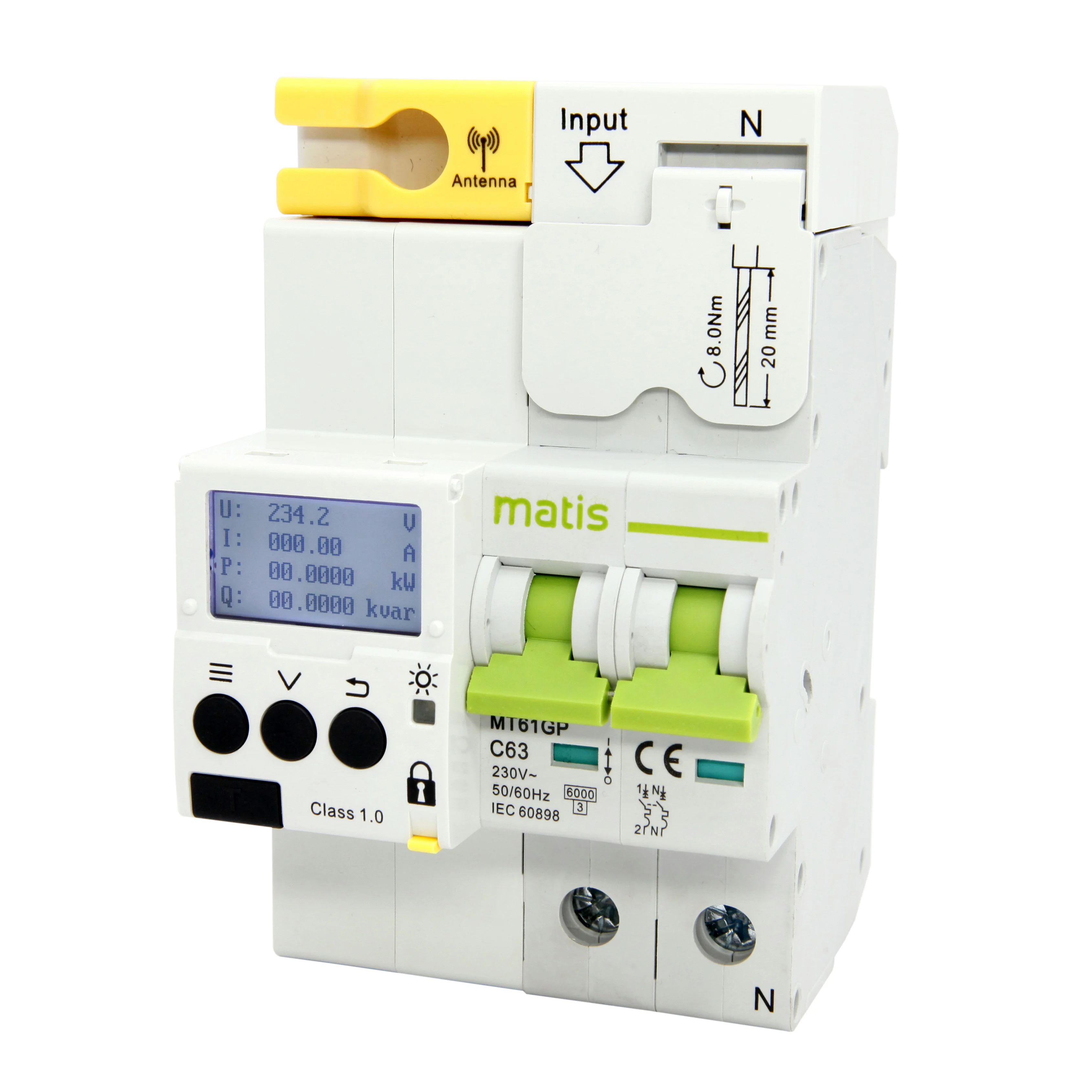 

Matis 2p 16a ethernet gateway rs485 wireless energy meter power monitoring system