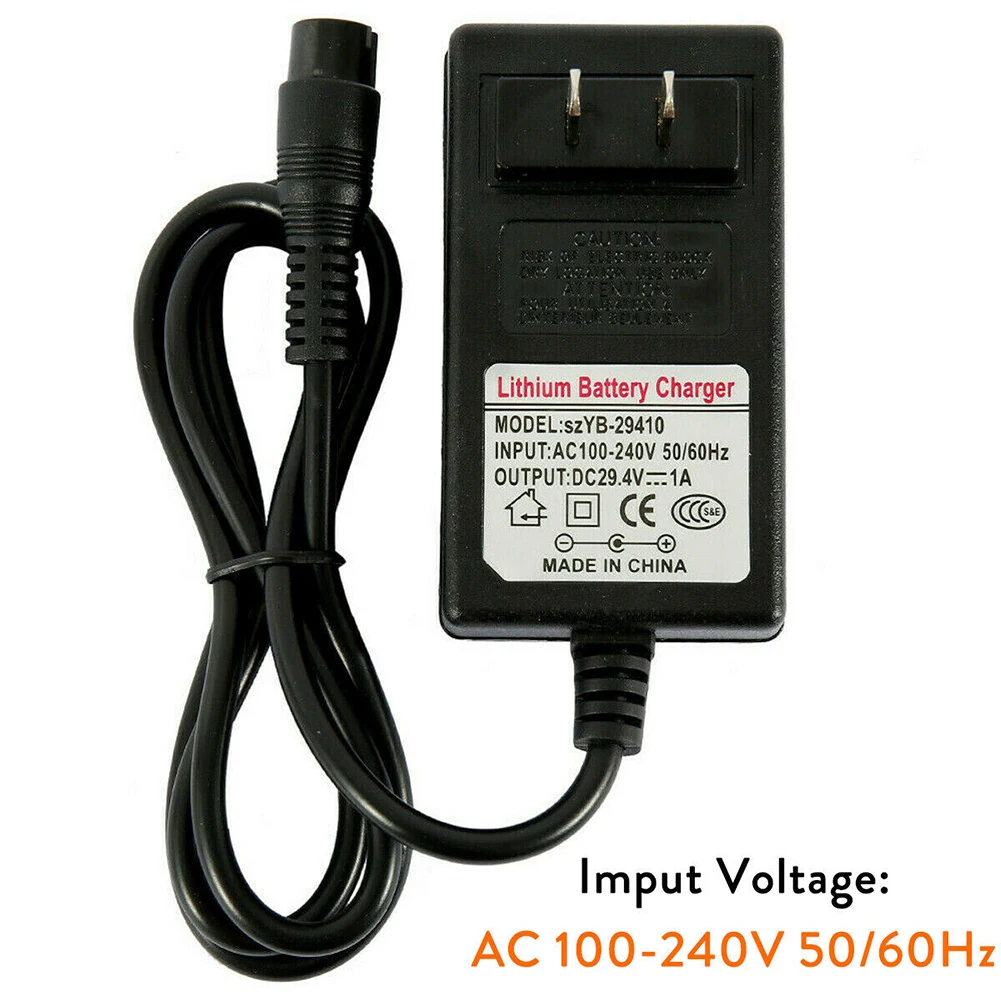 Зарядное устройство 29.4V 1A для литиевой аккумуляторной батареи, адаптер из АБС-материала для самобалансирующего скутера колеса EU/US/UK 9MM 12MM on.