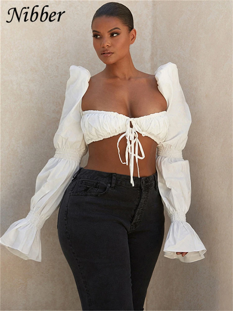 Nibber французские романтические элегантные укороченные топы для женщин милые