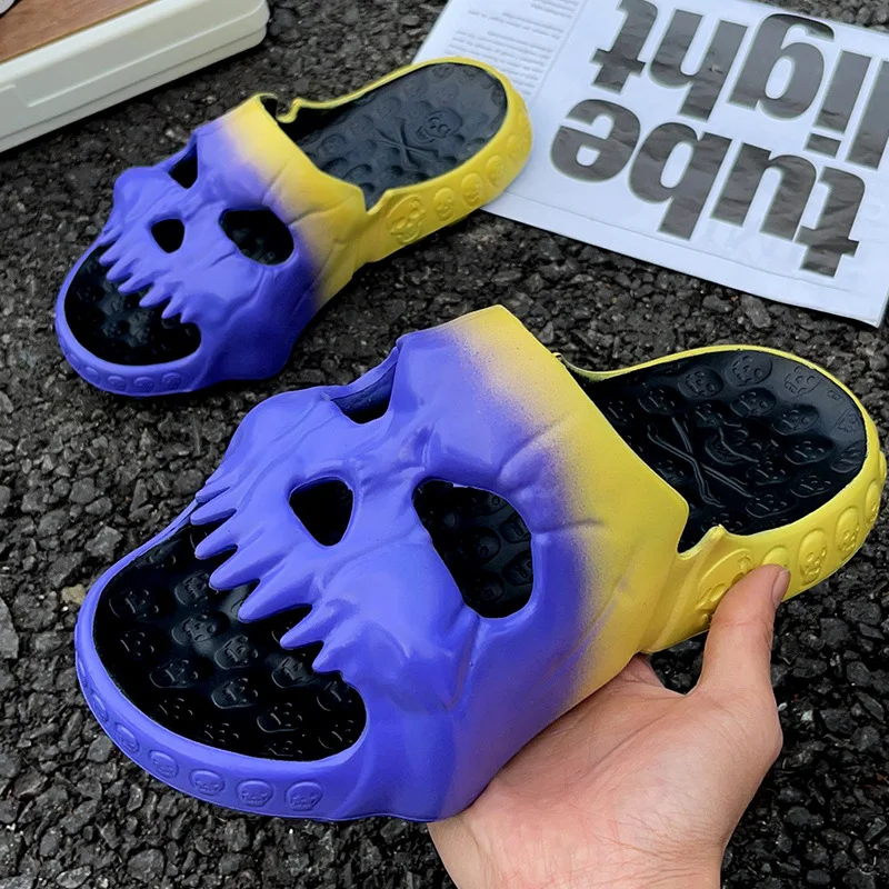

Comwarm Classic Skull Slippers Woman Summer Fashion Premium Gradient Slipper Men 2023 Outdoor Soft Sole Non-slip Beach Flip-Flop