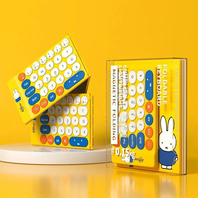 Фото Беспроводная складная ультратонкая клавиатура Anime Miffy с бесшумными клавишами, новый стиль, портативная, мультяшная, хит продаж, оптом, отличный подарок, милые товары №2