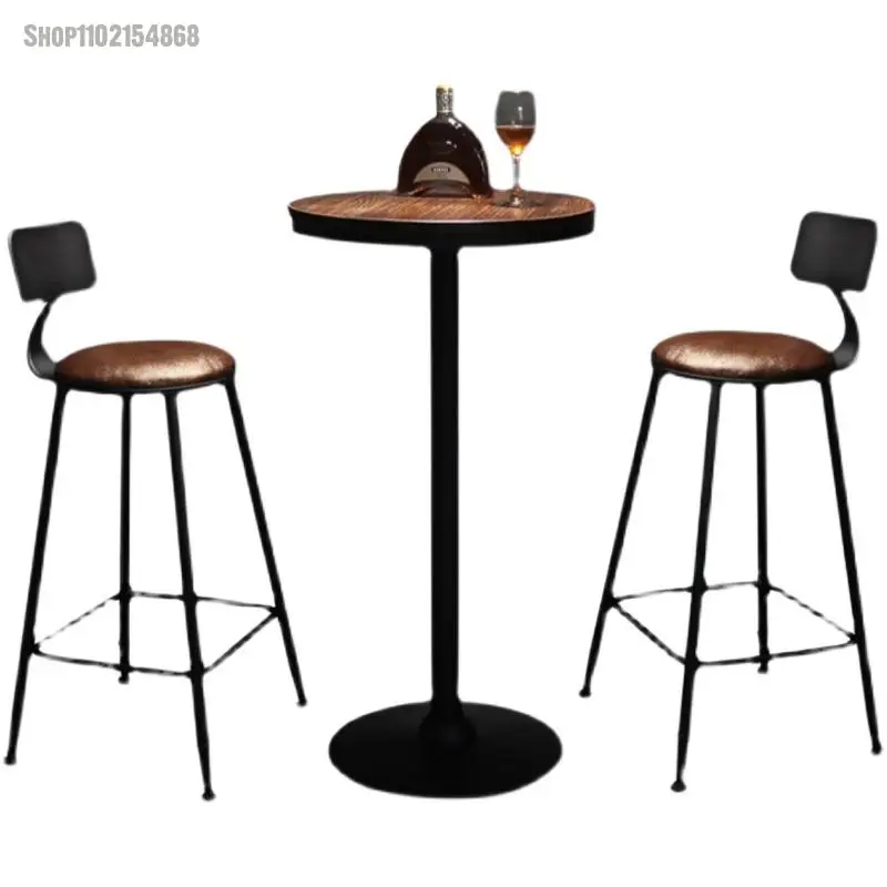 Барный стул из кованого железа в стиле ретро барный высокий стол массива дерева и