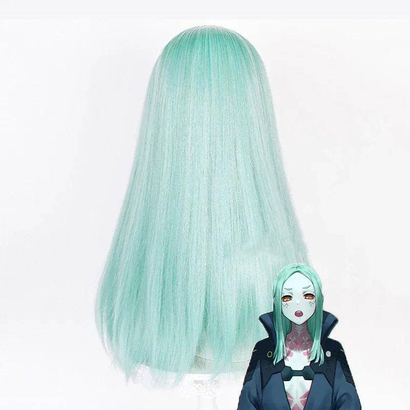 Аниме Киберпанк Edgerunners Rebecca Косплей Парик Becca Мятно-зеленый Длинный зажим для