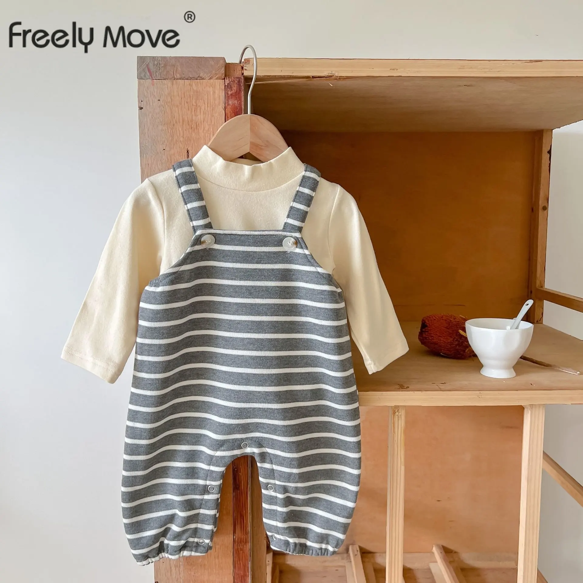 

Freely Move 2022 Autumn Baby Girl Sleeveless Bodysuit Fashion Striped Infant Jumpsuit Boys Casual Onesie Toddler Girls Clothes