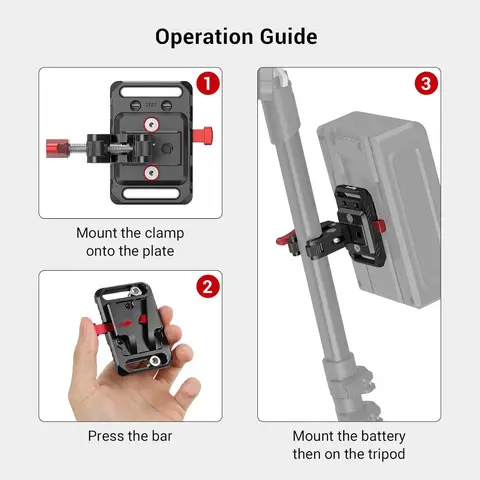 Аккумуляторная пластина SmallRig Mini V-Lock с V-образным креплением и крабовидным зажимом для штатива, подставки для источника питания камеры