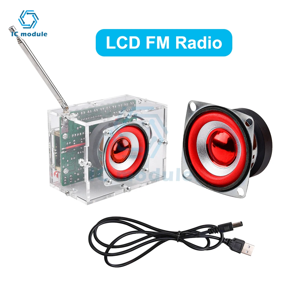 

DIY Radio Electronic Kit RDA5807 Digital FM Radio Receiver 87-108MHZ Component Soldering Project Practice LED Flashing Light
