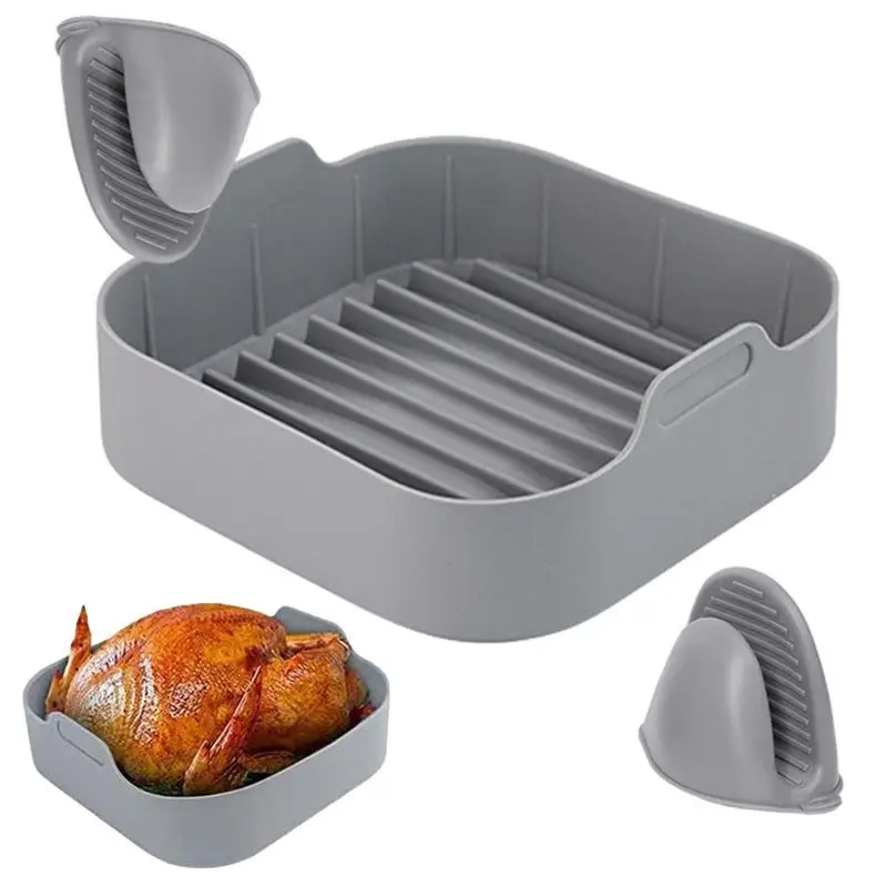 

Air Fryer Silicone Basket Durable Silicone Air Fryer Baskets With Mitts Replacement Of Parchment Paper Reusable Air Fryer