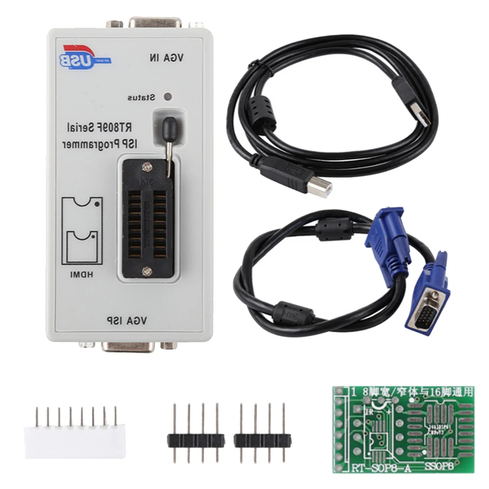 RT809F High-Speed ISP USB Programmer with VGA Cable+USB Data Cable BIOS Burner Intelligent (Standard Configuration)