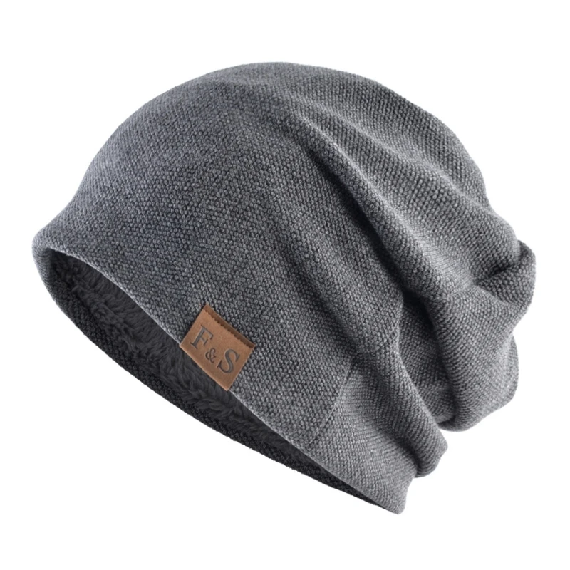 

Skullies Knitted Solid Casual Hat Soft Knitting Hat Outdoor Velvet Liner Hat