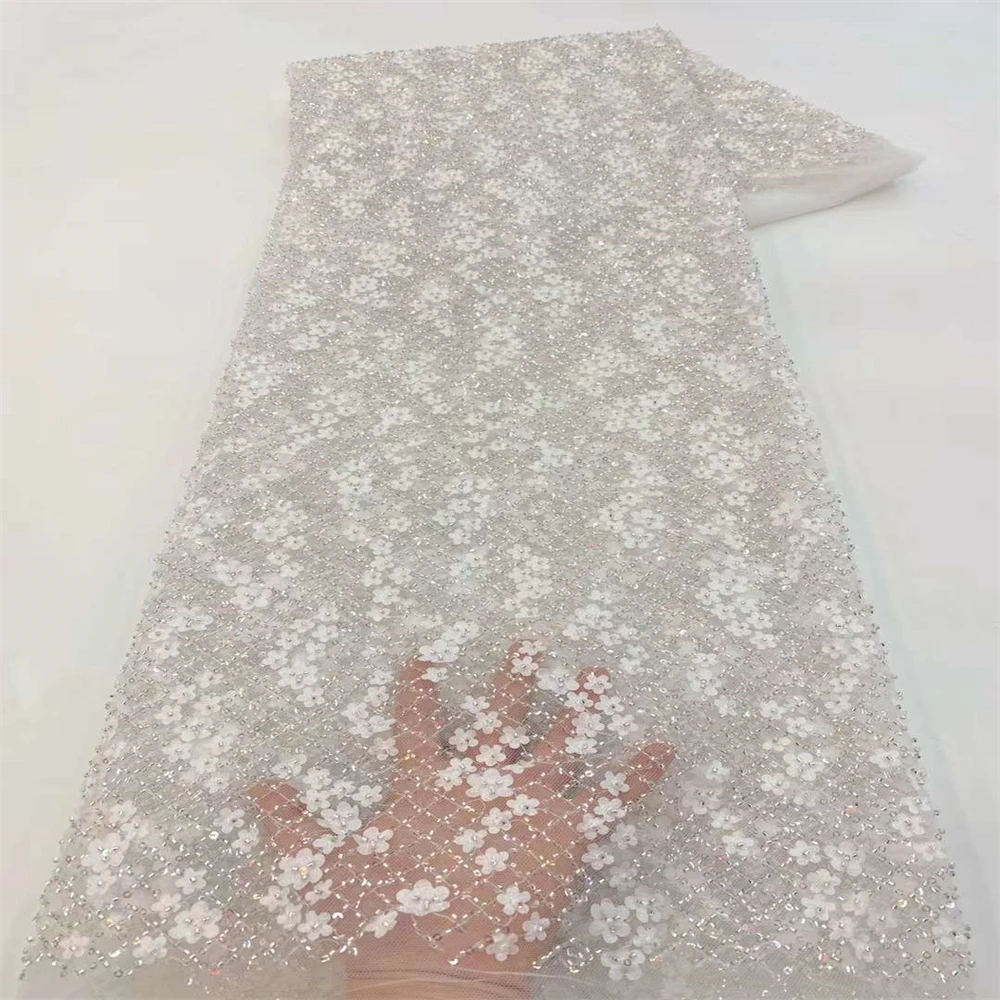 

Африканская бисерная кружевная ткань 2023, Высококачественная кружевная французская нигерийская кружевная ткань для свадебного платья