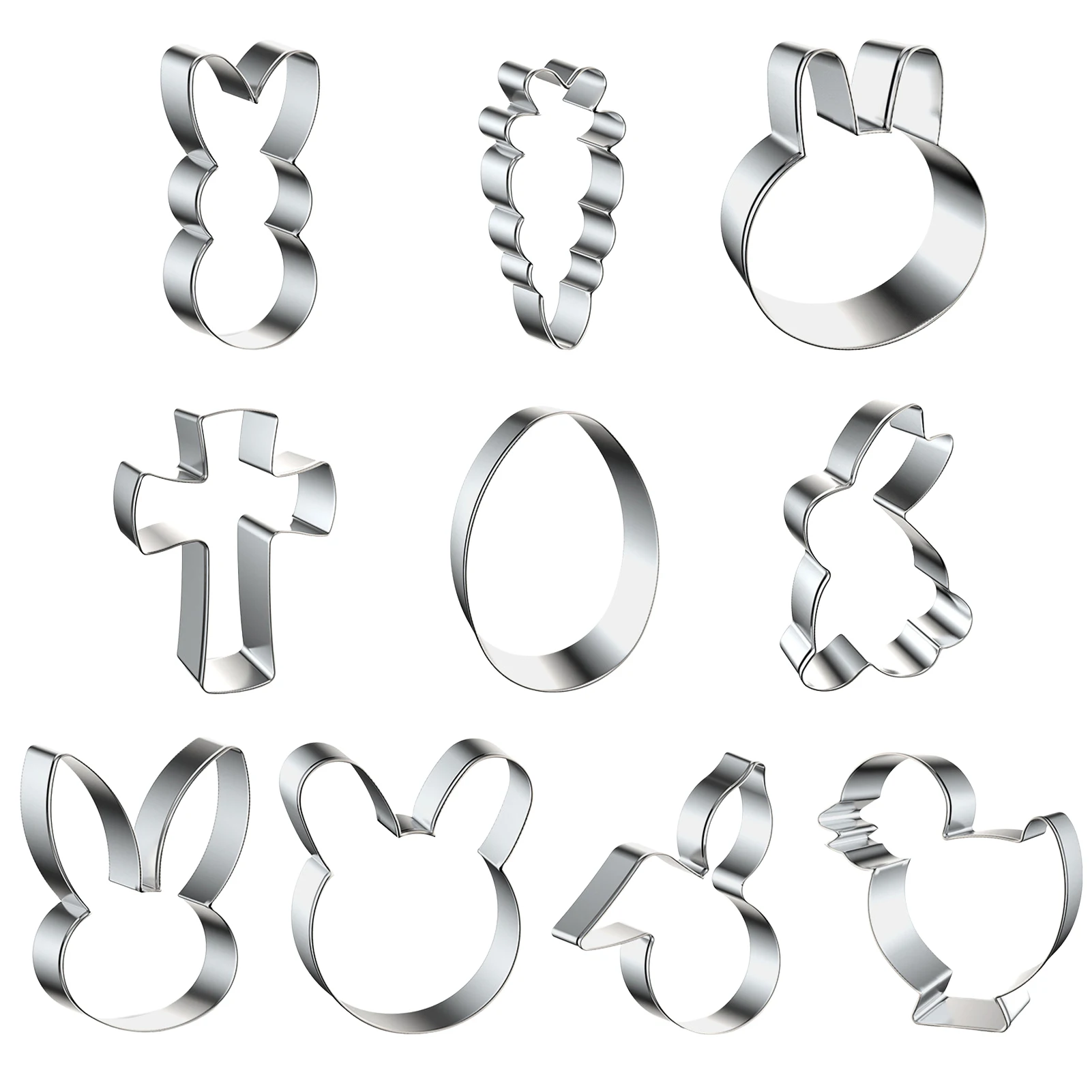 

10pcs / Set Easter Egg Rabbit Chick Bunny Cookie Cutter Metal Fondant Cookie Cutter Set Mold Biscuit Decor Baking Toolsset