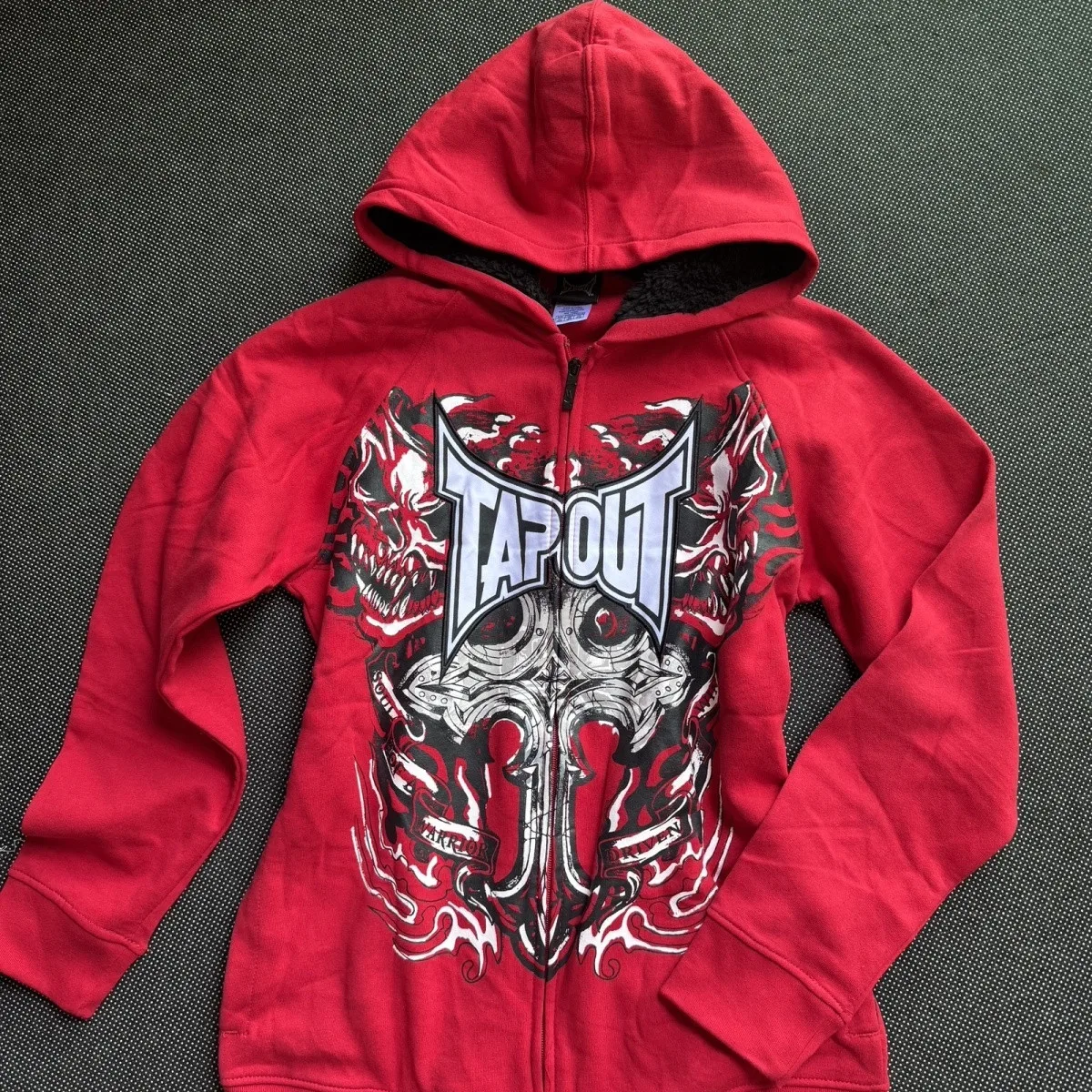Фото Ретро-худи Y2K Tapout с графическим принтом и молнией, оверсайз, в стиле хип-хоп, с надписями, куртка-толстовка, уличная одежда для женщин и мужчин №1