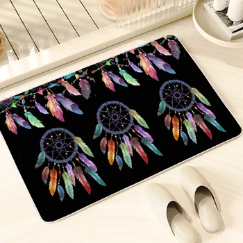 BlessLiving Dream Colorful Dreamcatcher Feather Small Carpet Toilet Kitchen Doormats Anti-Slip Floor Mats Area Rugs 2