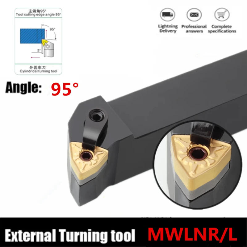 

1Pcs MWLNL/MWLNR2020 MWLNR1616 MWLNR2525 MWLNR3232 WNMG Carbide Inserts Lathe Bar CNC Cutting Tools External Turning Tool Holder