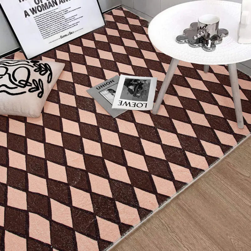 Шахматный ковер с ромбовидной решеткой современный минималистичный Ins Wind