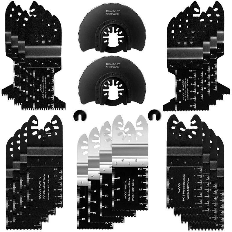 

24Pcs Oscillating Multi Tool Saw Blades Kit Set For Wood Plastic Soft Metal Cutting Quick Release Saw Blades