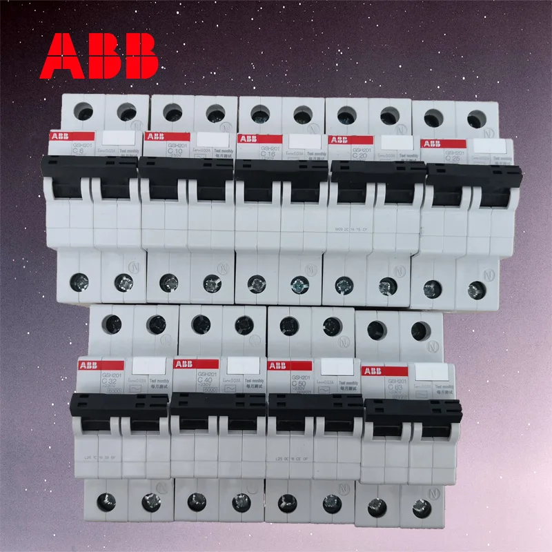 

ABB Residual current protection circuit breaker GSH200 1P+N 2P 3P 4P 6A 10A 16A 20A 25A 32A 40A 50A 63A type C AC electronic