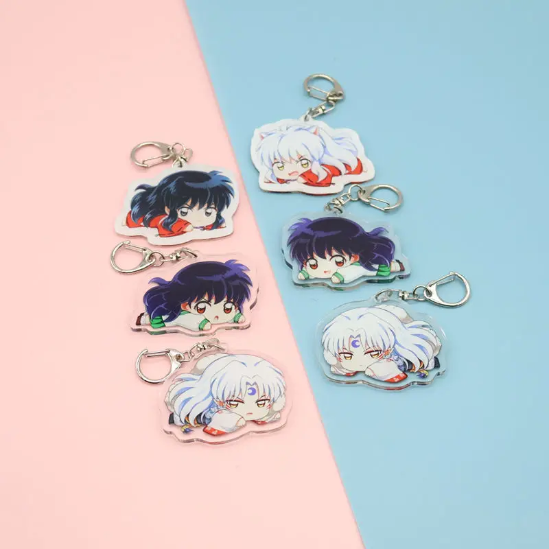 

Аниме брелок Inuyasha, Женский мультяшный акриловый брелок в форме подсолнуха, мужской брелок с милым рисунком, держатель для ключей для девоче...