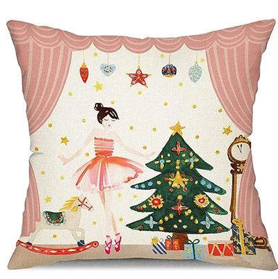 Декоративная наволочка из лен/хлопка Merry Christmas Nutcracker 45x45