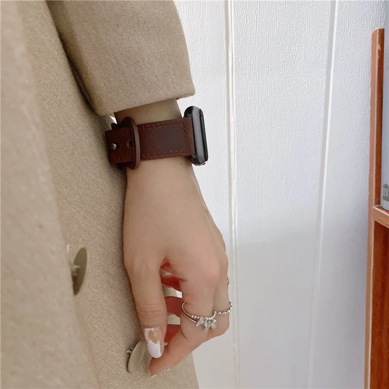 

New Design Vintage Genuine Leather Strap for Apple watch Series 7/se/6/5/4/3/2/1 (38mm 41mmm 42mm 44mm 45mm 40mm) smart watch